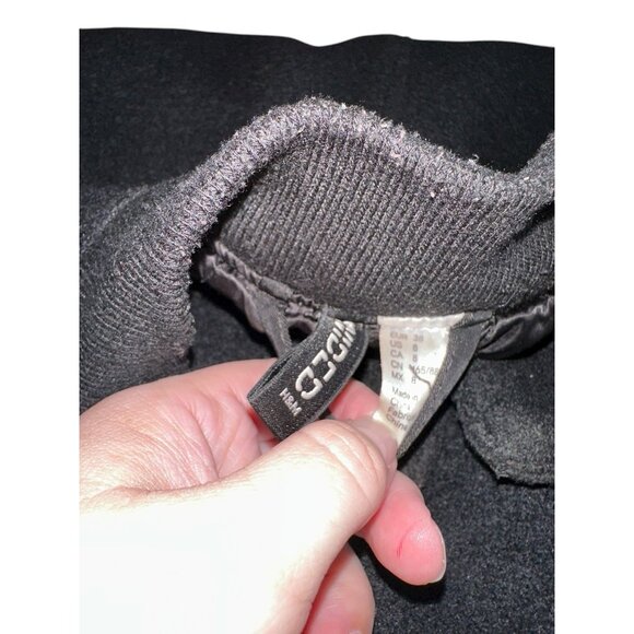 H & M Women’s Wool Blend Zip Coat Jacket Sz 8 Black Satin Sleeves Classic - Picture 4 of 7